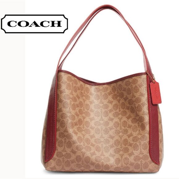 RETAIL Coach Hadley Hobo in Signature C with rare red apple trim